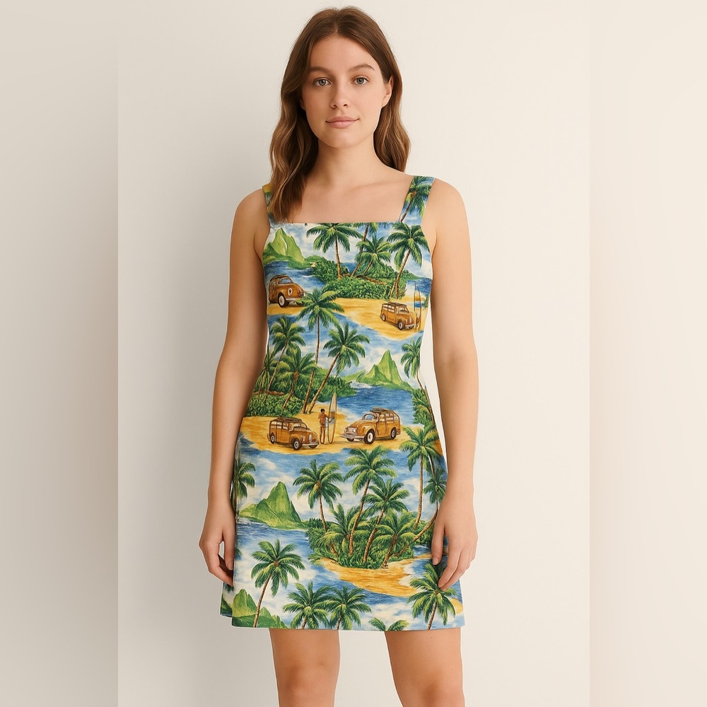 🌴 Vintage Shannon‎ Marie Made in Hawaii Aloha Dress 🌺 100% Cotton Size 6